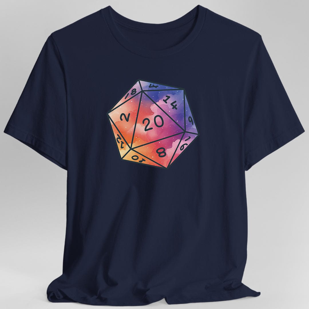Printify T-Shirt Navy / S Watercolor Clouds D20 Dice Shirt