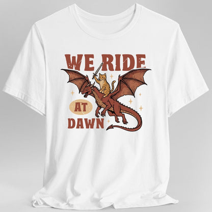 Printify T-Shirt White / S We Ride At Dawn Dragon Cat T-shirt
