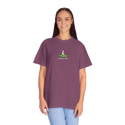 Printify T-Shirt We Ride at Dawn Embroidery T-Shirt - Comfort Colors