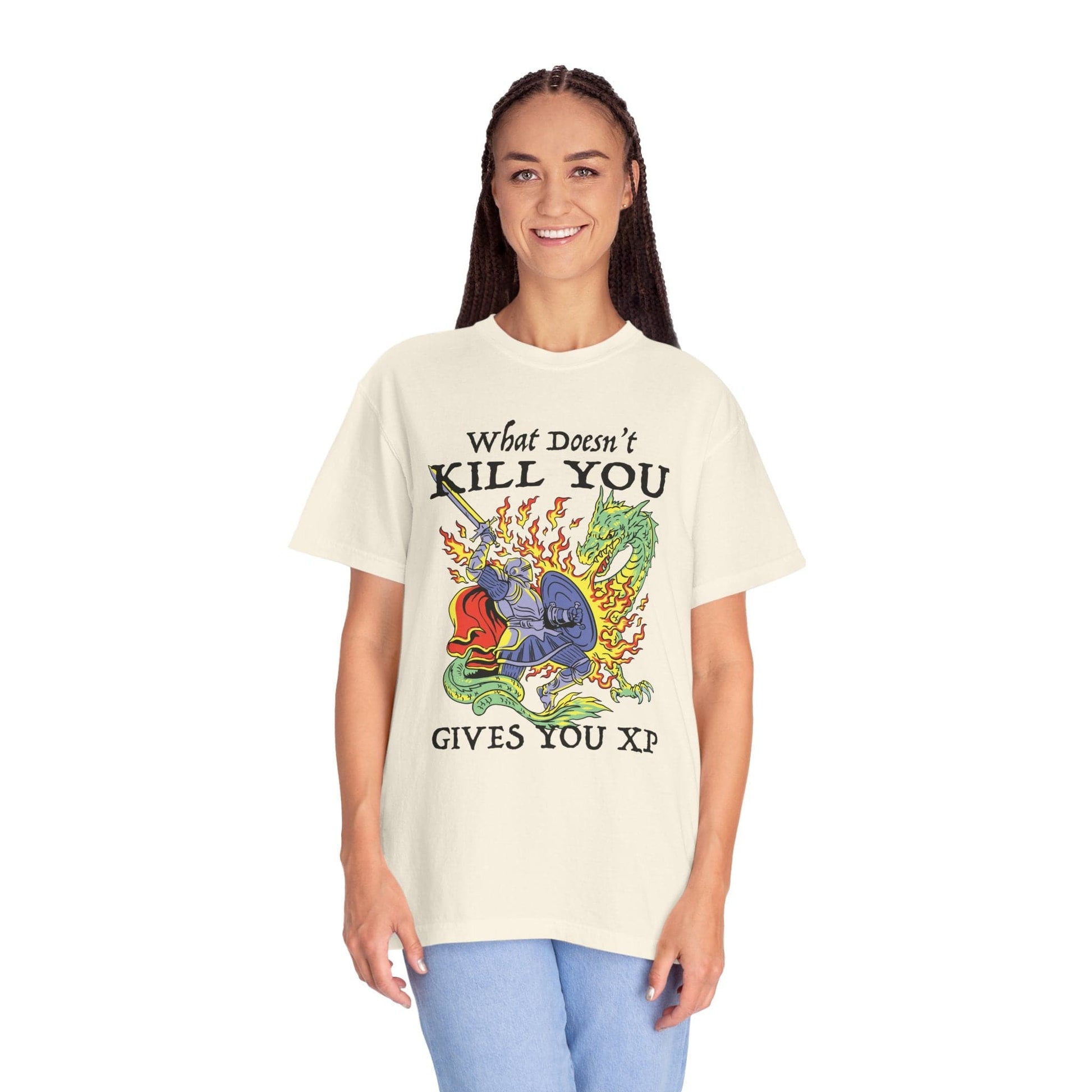 Printify T-Shirt What Doesn't Kill You Gives You XP T-Shirt - Comfort Colors