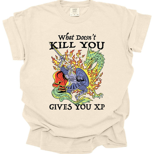 Printify T-Shirt Ivory / S What Doesn't Kill You Gives You XP T-Shirt - Comfort Colors