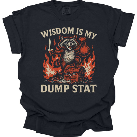 Printify T-Shirt Black / S Wisdom Is My Dump Stat D&D T-Shirt - Comfort Colors