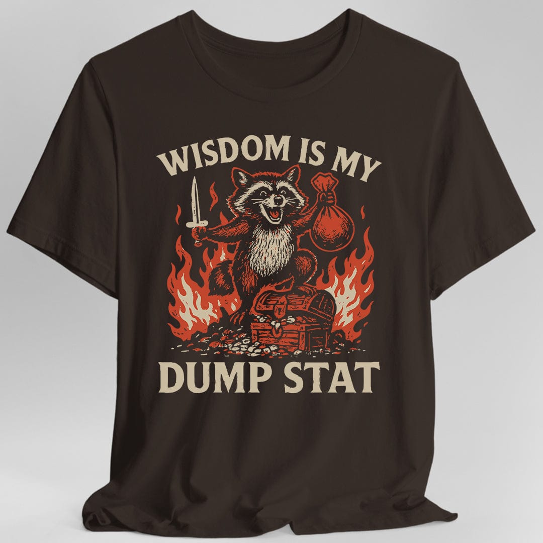 Printify T-Shirt Dark Chocolate / S Wisdom Is My Dump Stat D&D T-Shirt
