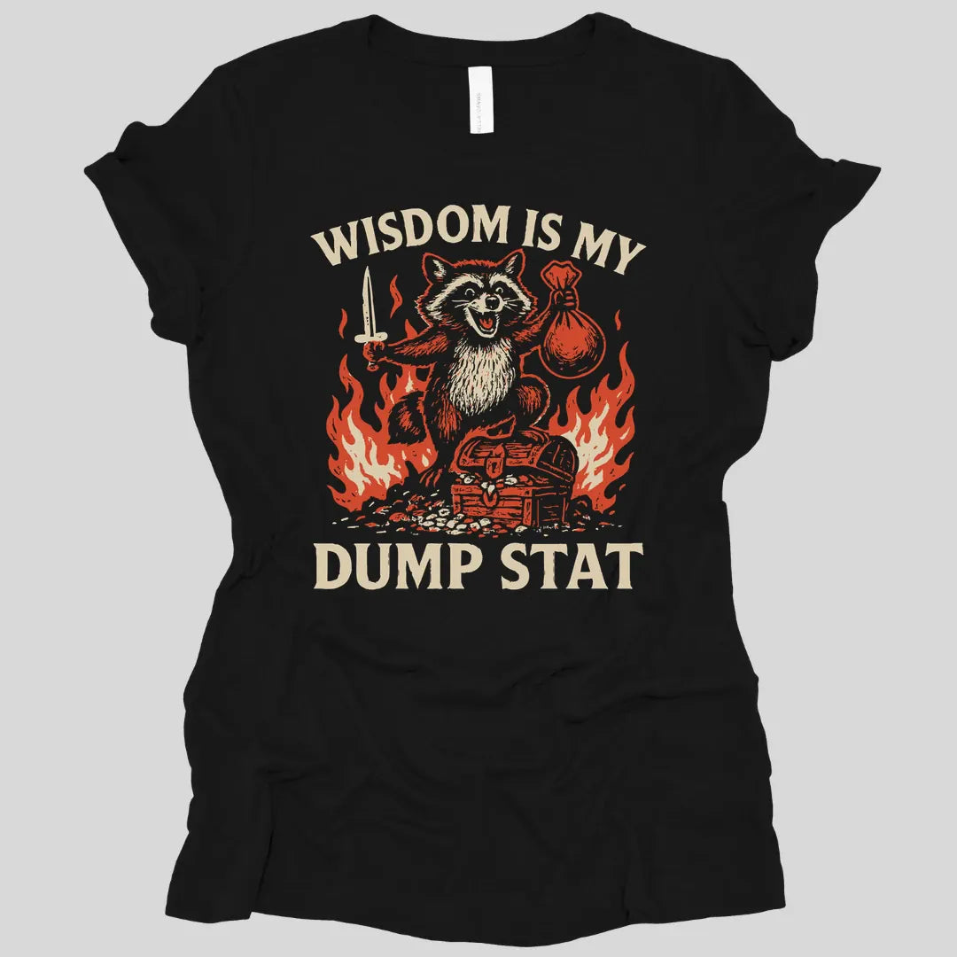 Printify T-Shirt Black / S Wisdom Is My Dump Stat D&D Women's T-shirt