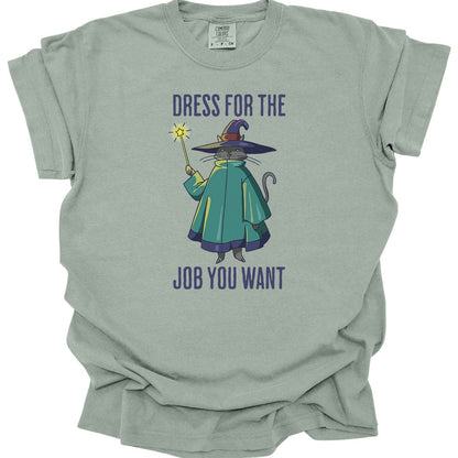 Printify T-Shirt Bay / S Wizard Cat T-Shirt - Dress For The Job You Want - Comfort Colors