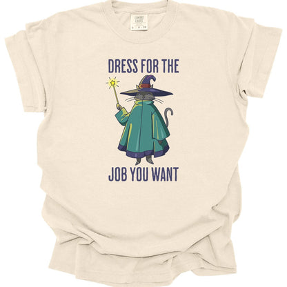 Printify T-Shirt Ivory / S Wizard Cat T-Shirt - Dress For The Job You Want - Comfort Colors