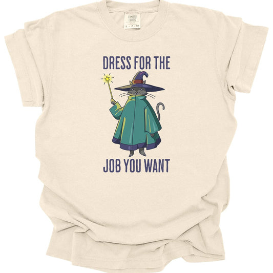 Printify T-Shirt Ivory / S Wizard Cat T-Shirt - Dress For The Job You Want - Comfort Colors