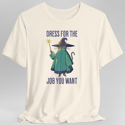 Printify T-Shirt Natural / S Wizard Cat T-Shirt - Dress For The Job You Want