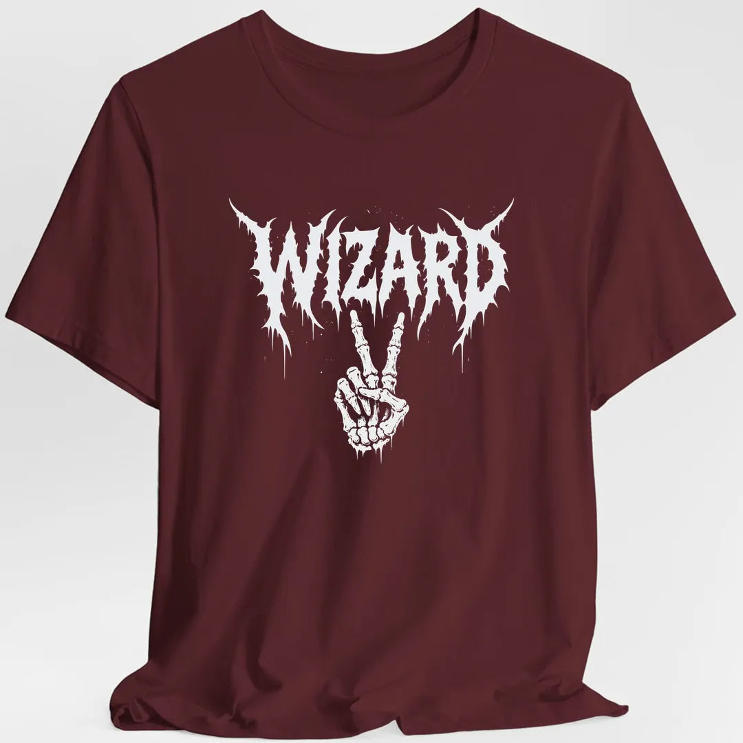 Printify T-Shirt Maroon / S Wizard Heavy Metal T-Shirt