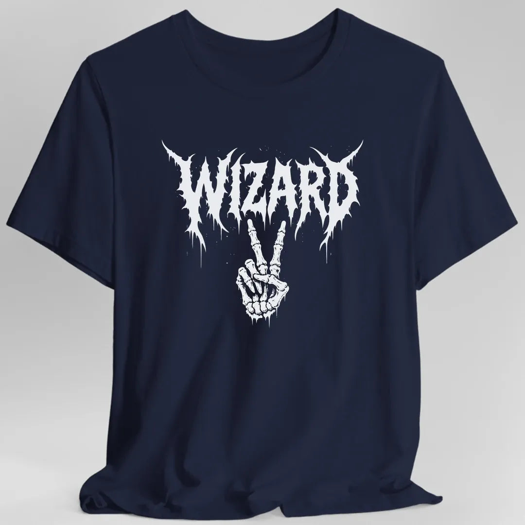 Printify T-Shirt Navy / S Wizard Heavy Metal T-Shirt