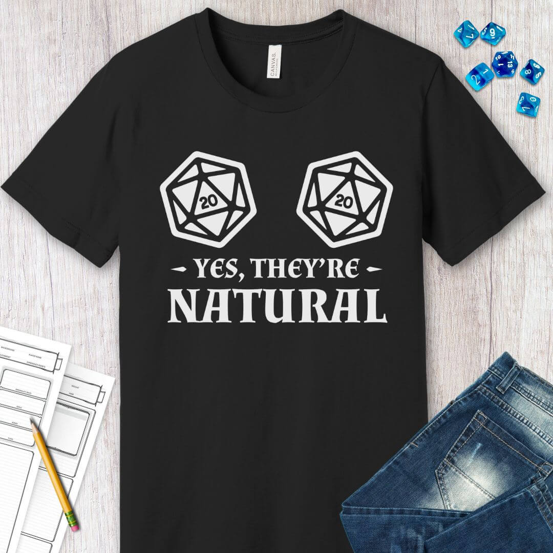 Printify T-Shirt Yes They're Natural DnD Shirt